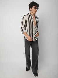 VASTRADO Men Classic Slim Fit Multi Stripes Opaque Casual Shirt