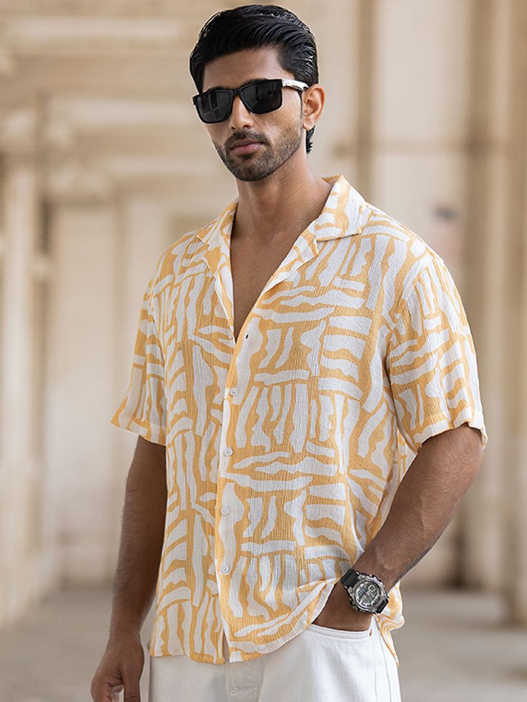 Powerlook Men Horizontal Stripes Opaque Printed Casual Shirt