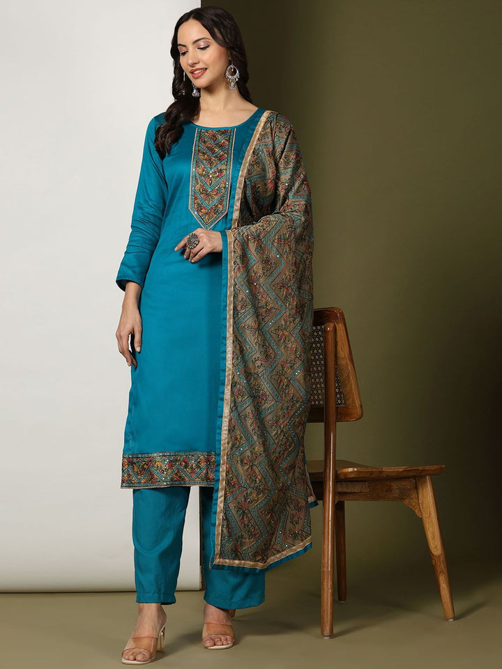 Mamicha Women Yoke Design Regular Pure Cotton Kurta with Palazzos & With Dupatta