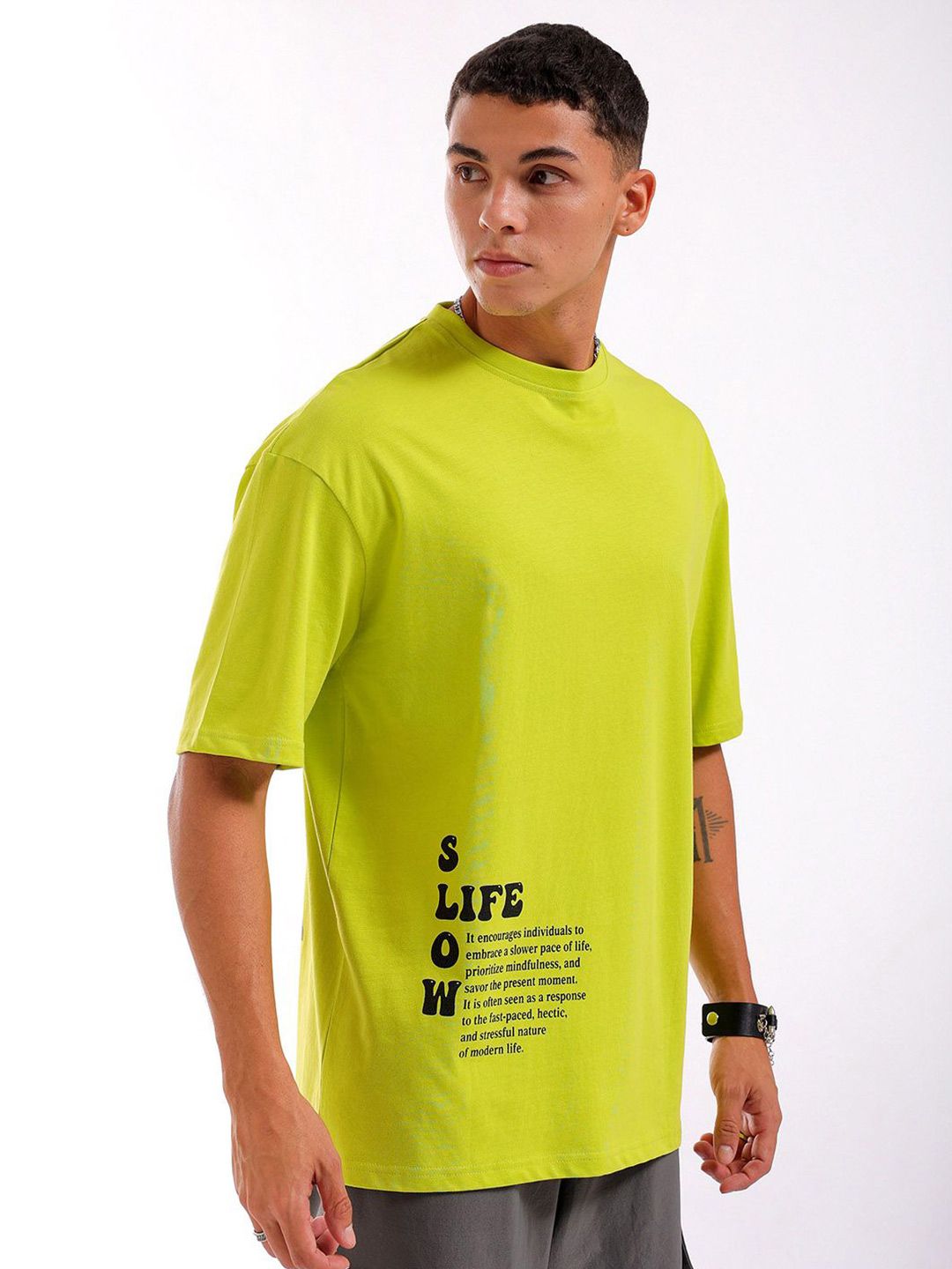 The Indian Garage Co Men Back Printed Round Neck Boxy Oversized T-shirt