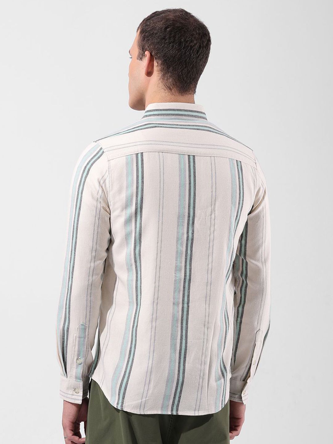 The Indian Garage Co Multi Striped Cotton Slim Fit Casual Shirt