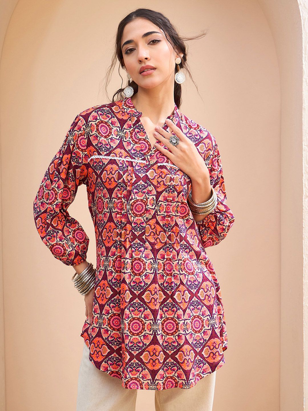 Shae by SASSAFRAS Floral Printed Pleated Kurti