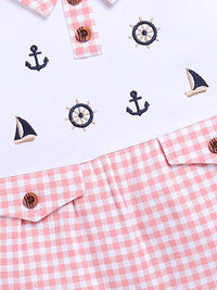 Moms Love Infant Boys Checked Pure Cotton Party Romper