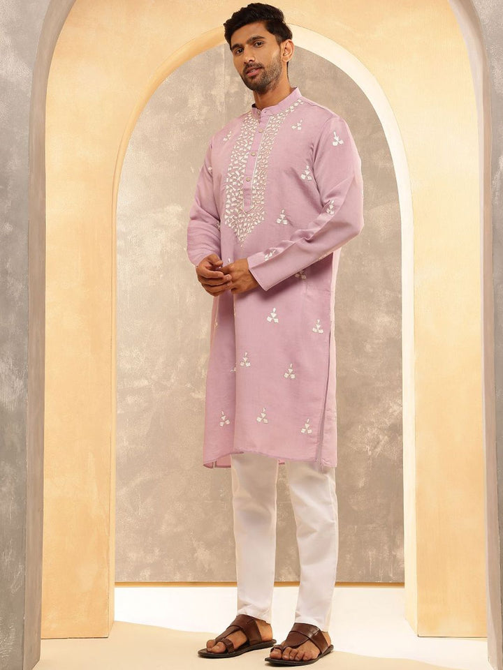 Anouk Men Floral Embroidered Regular Thread Work Kurta with Pyjamas