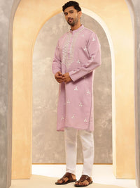 Anouk Men Floral Embroidered Regular Thread Work Kurta with Pyjamas