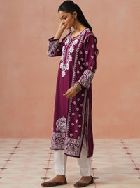 Rumah Wanita Chikankari Sulam Kurta Sutera Chanderi Chikankari
