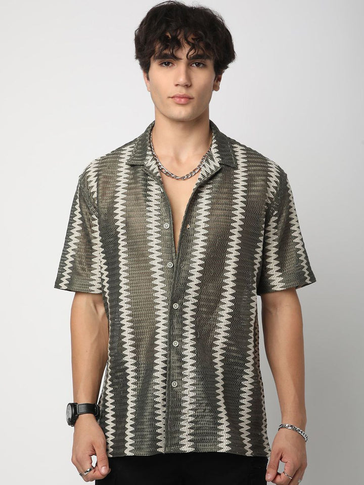 VASTRADO Men Classic Horizontal Stripes Opaque Casual Shirt
