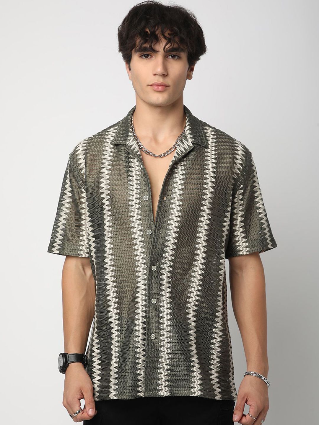 VASTRADO Men Classic Horizontal Stripes Opaque Casual Shirt