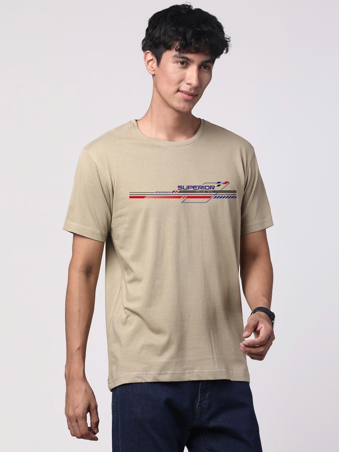 ADRO Lelaki Grafik Bercetak T-shirt Kapas Leher Bulat