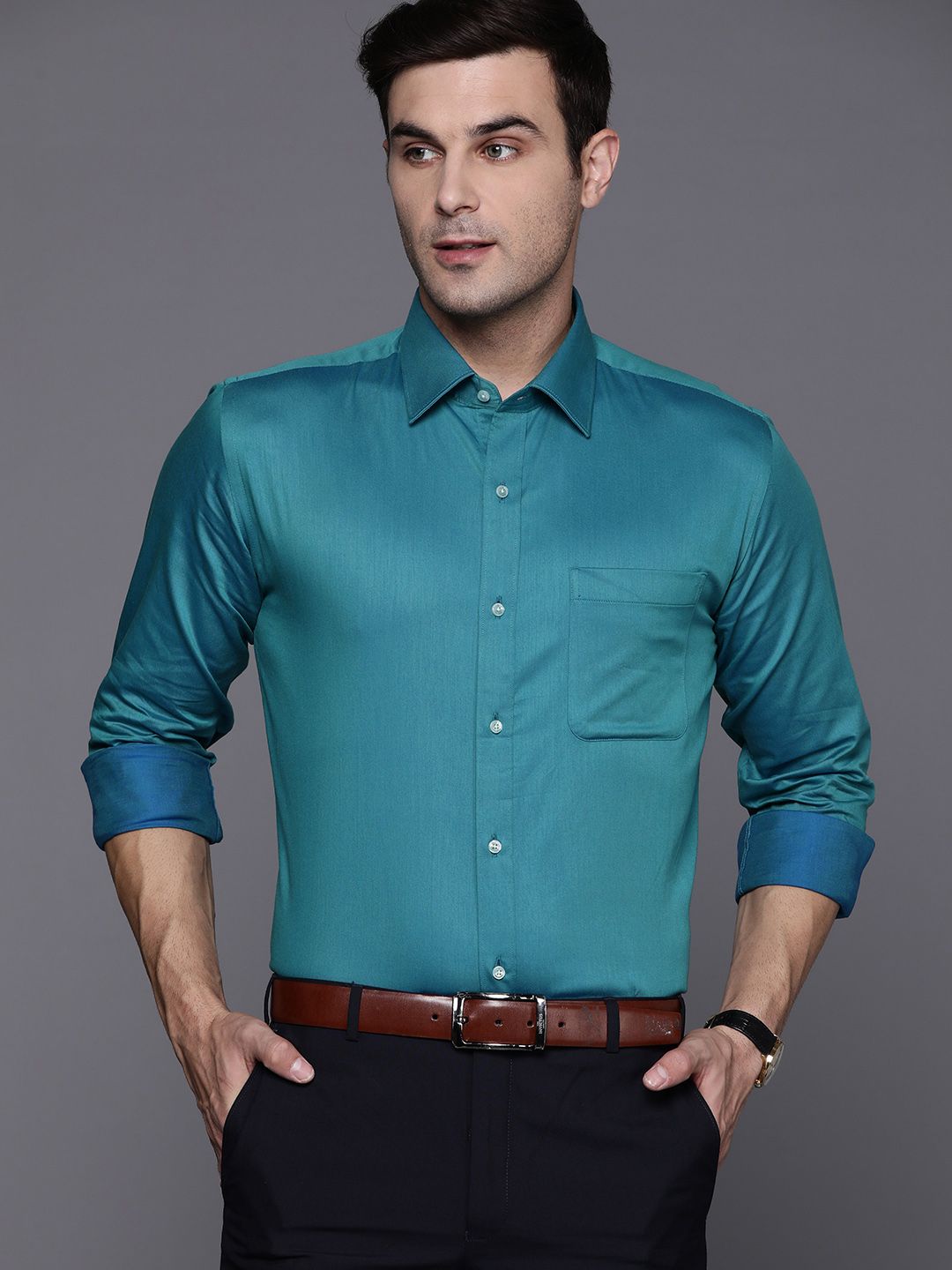 Raymond Men Blue Slim Fit Opaque Formal Shirt