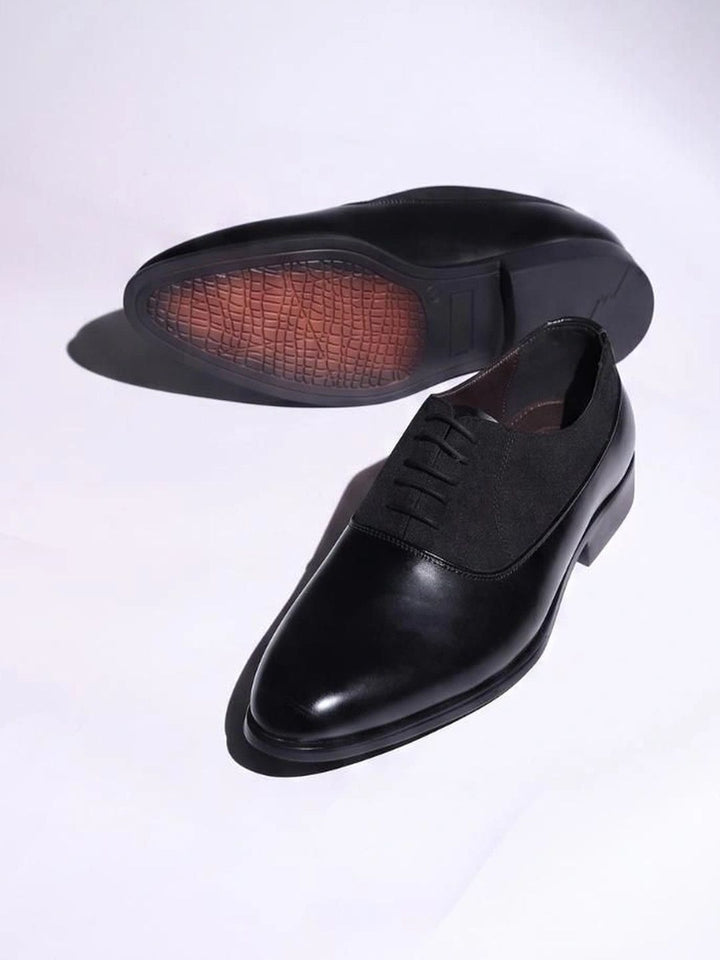 MONKSTORY Black Glossy-Suede Oxford Hybrid Lace-ups