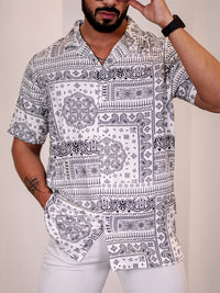 Eszett Men Ethnic Motifs Printed Cuban Collar Casual Shirt