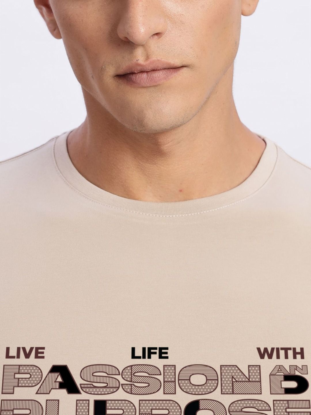 ADRO Typography Printed Round Neck Cotton T-shirt