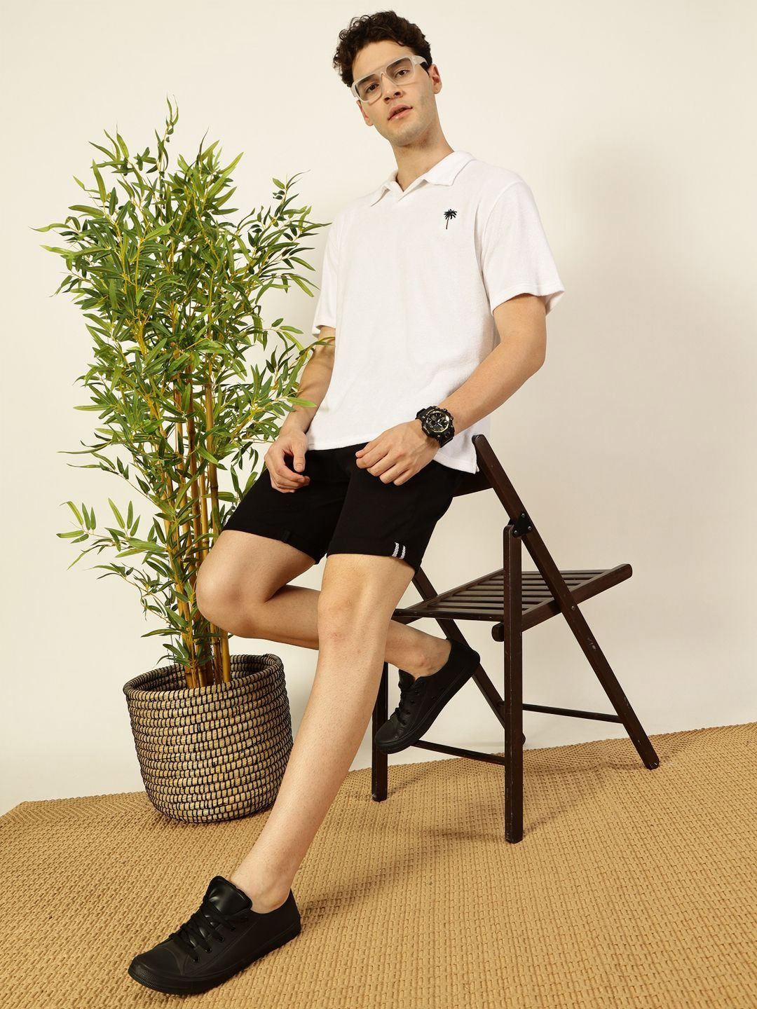 Thomas Scott Men Solid Polo Collar Cotton Relaxed Fit T-Shirt
