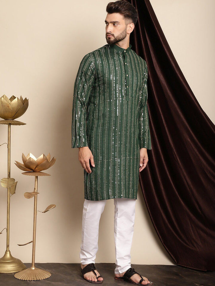 Anouk Embroidered Band Collar Pure Cotton Regular Kurta with Churidar