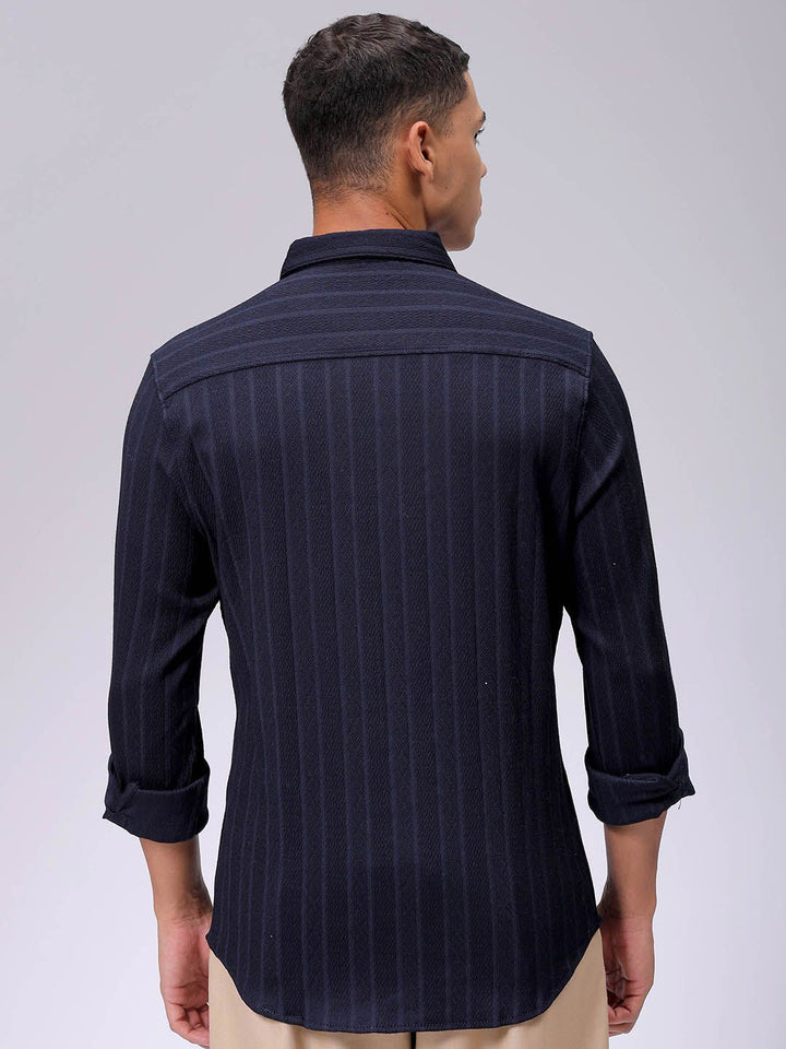 The Indian Garage Co Men Slim Fit Textured Jacquard Resortwear Shirt