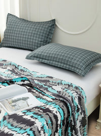 Story@home Fluorescent Green Abstract Printed 240 TC Satin Finish Queen Bedsheet Set