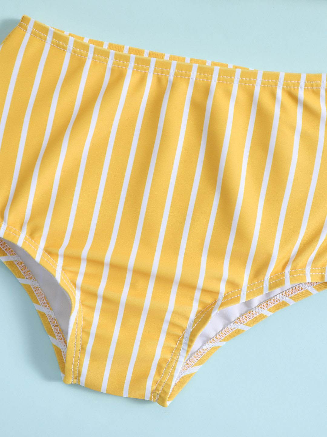 YK Girls Striped Round Neck Swim Bikini Set