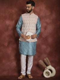 Anouk Geometric Printed Regular Thread Work Straight Kurta with Churidar
