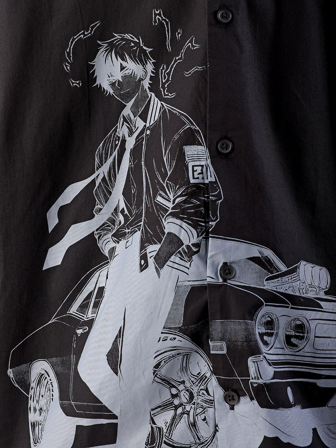 The Indian Garage Co Men Anime Printed Cotton Oversized Boxy Streetwear Shirt