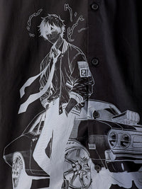 The Indian Garage Co Men Anime Printed Cotton Oversized Boxy Streetwear Shirt