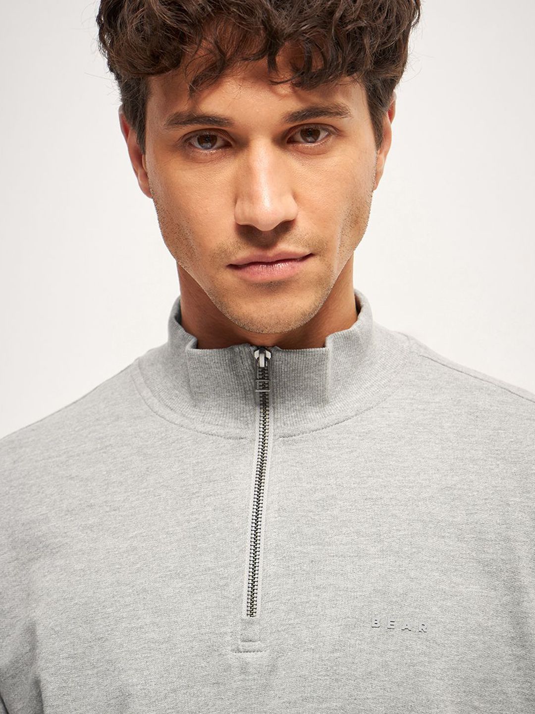THE BEAR HOUSE Men Solid Relax Fit High Neck Sweatshirt