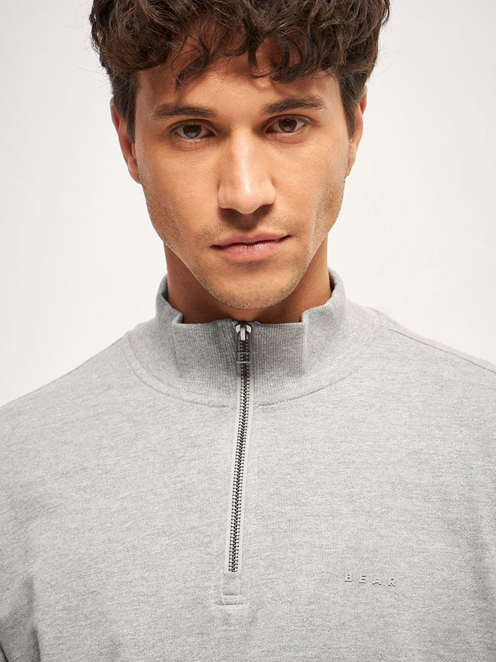 THE BEAR HOUSE Men Solid Relax Fit High Neck Sweatshirt