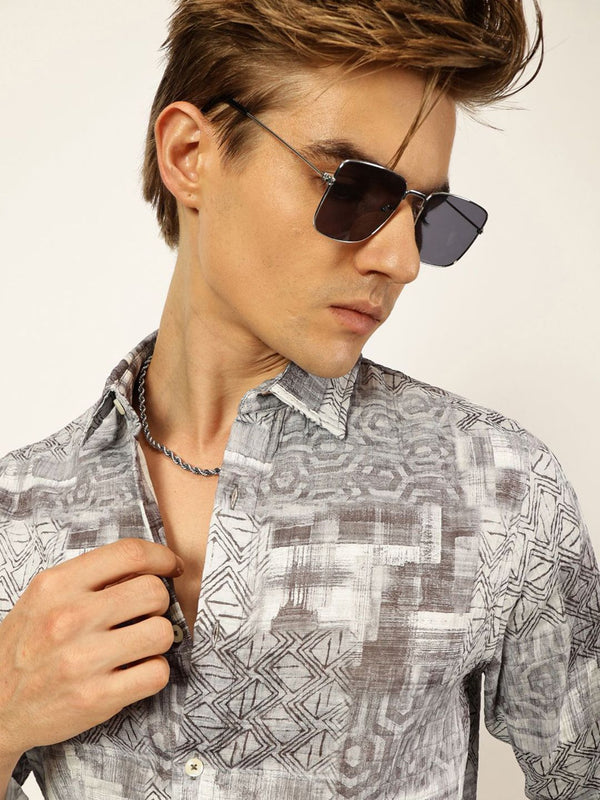 Thomas Scott Men Premium Slim Fit Opaque Printed Casual Shirt