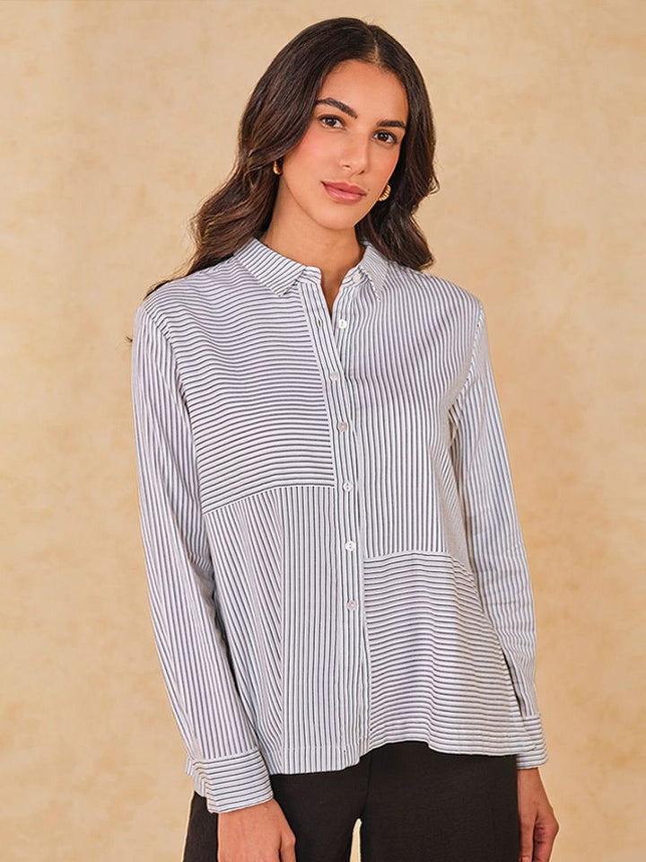 AND Striped Cotton Shirt Style Top