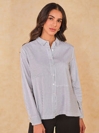 AND Striped Cotton Shirt Style Top