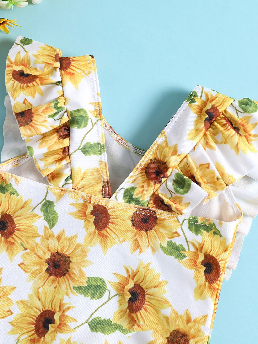 YK Girls Floral Printed Sleeveless Bodysuit