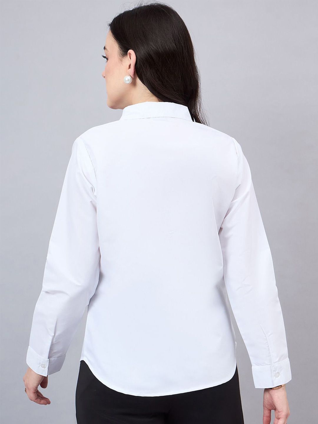 Style Quotient Women Smart Spread Collar Solid Cotton Formal Shirt