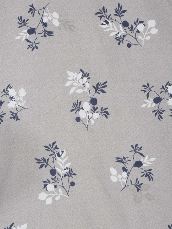 Myntra Elegant Homes Grey Floral Polycotton 300 TC Single Cadar Halus dengan Sarung Bantal-87 x 59 inci