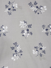 Myntra Elegant Homes Grey Floral Polycotton 300 TC Single Cadar Halus dengan Sarung Bantal-87 x 59 inci