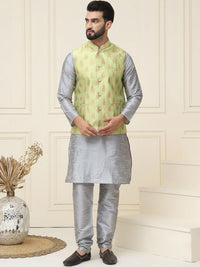 SOJANYA Mandarin Collar Kurta with Churidar With Nehru jacket