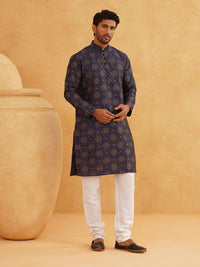 SOJANYA Floral Printed Mandarin Collar Straight Kurta With Churidar