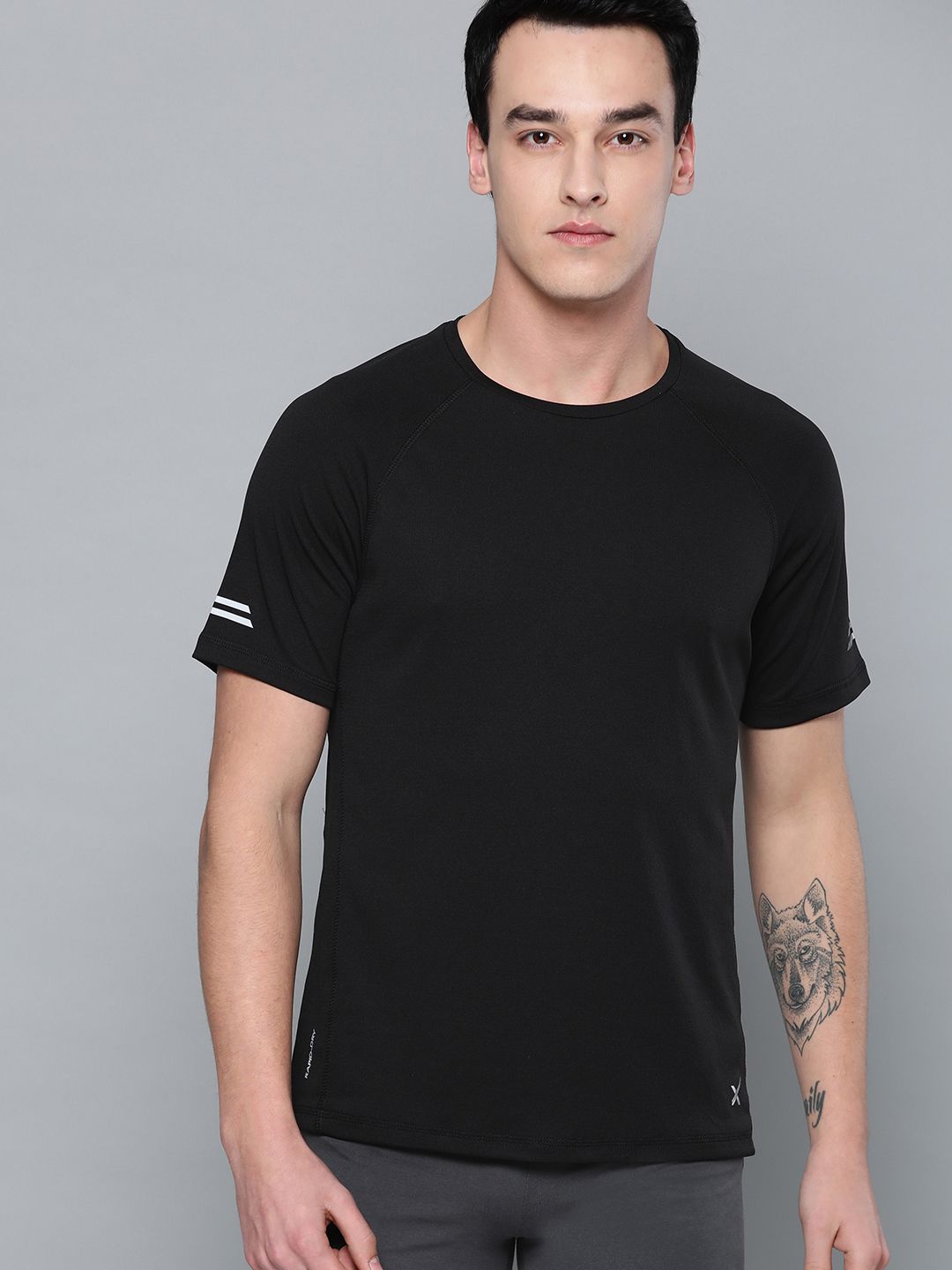 HRX by Hrithik Roshan Men Black Rapid Dry Running T-shirt