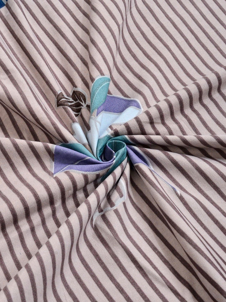 Myntra Elegant Homes Multicolor Striped 300 TC King Cadar Katil Double & 2 Sarung Bantal