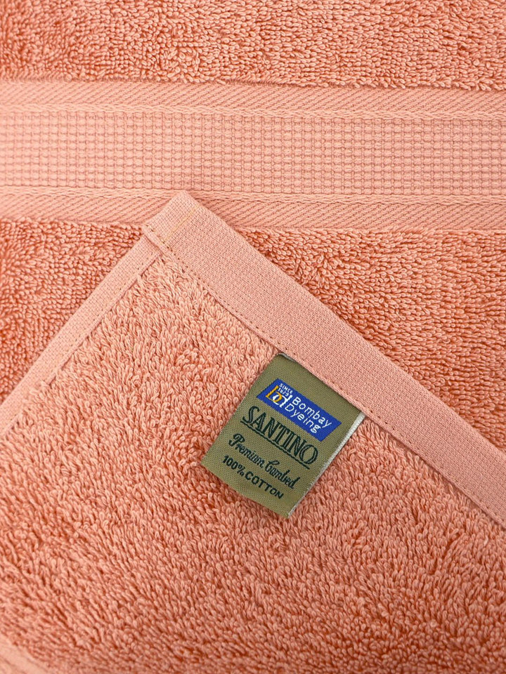 BOMBAY DYEING Peach Coloured 4 Piece Pure Cotton 550 GSM Towel Set