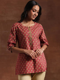Libas Floral Printed Mirror Work Mirror Work Anarkali Kurti