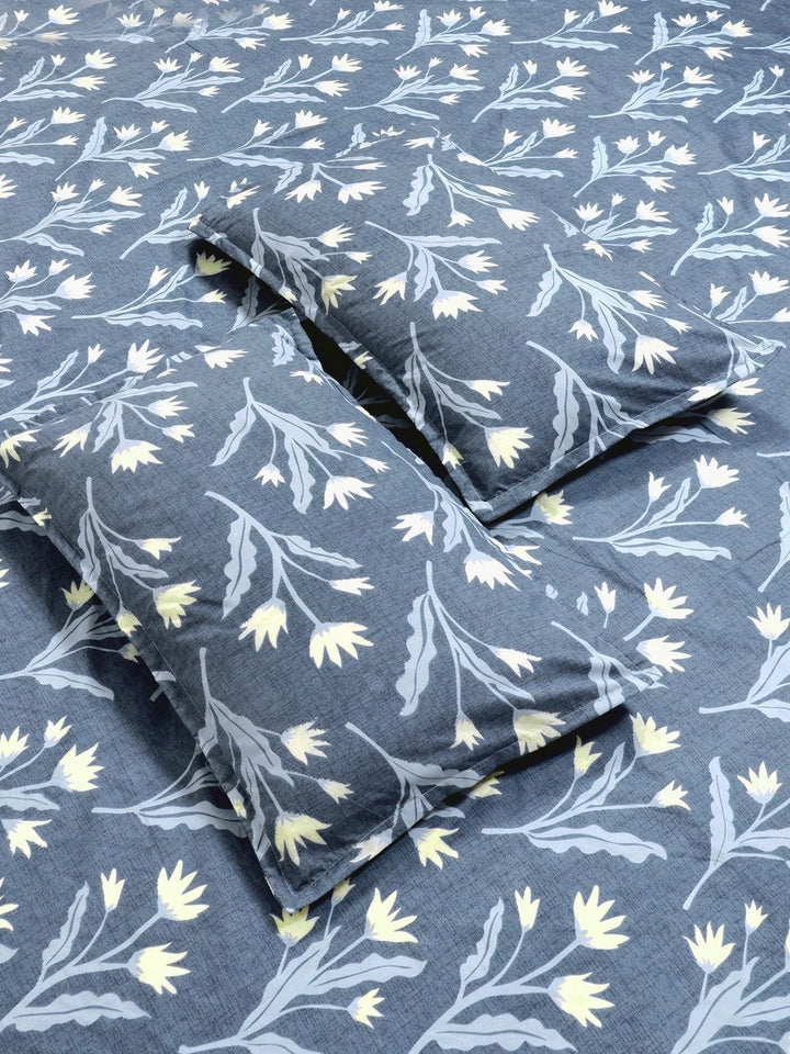 Aura Biru & Putih Floral Printed Set Cadar King 300 TC 2.50 m x 2.25 m