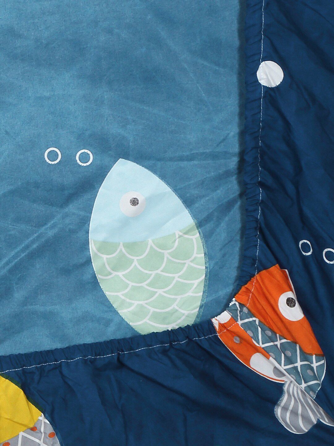 KLOTTHE Blue Graphic Polycotton 300 TC Fitted Single Fine Bedsheet with a Pillow Cover-220 x 150 cm