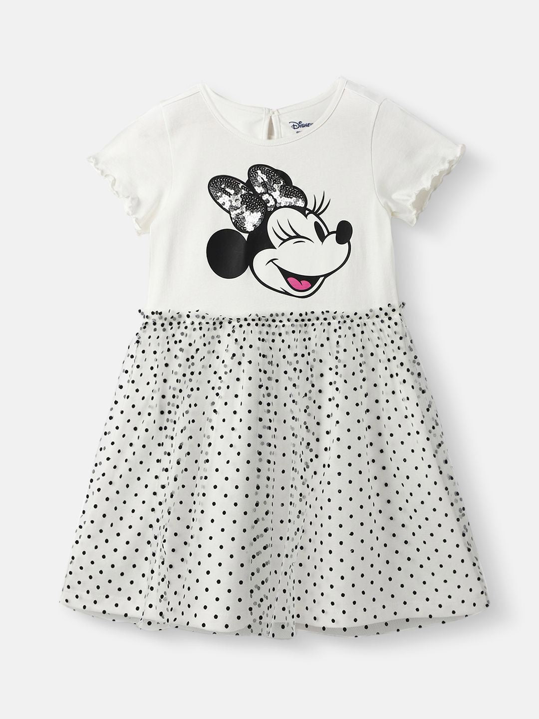 Nauti Nati Girls Partywear Mickey Sequinned Mesh Polka Dress