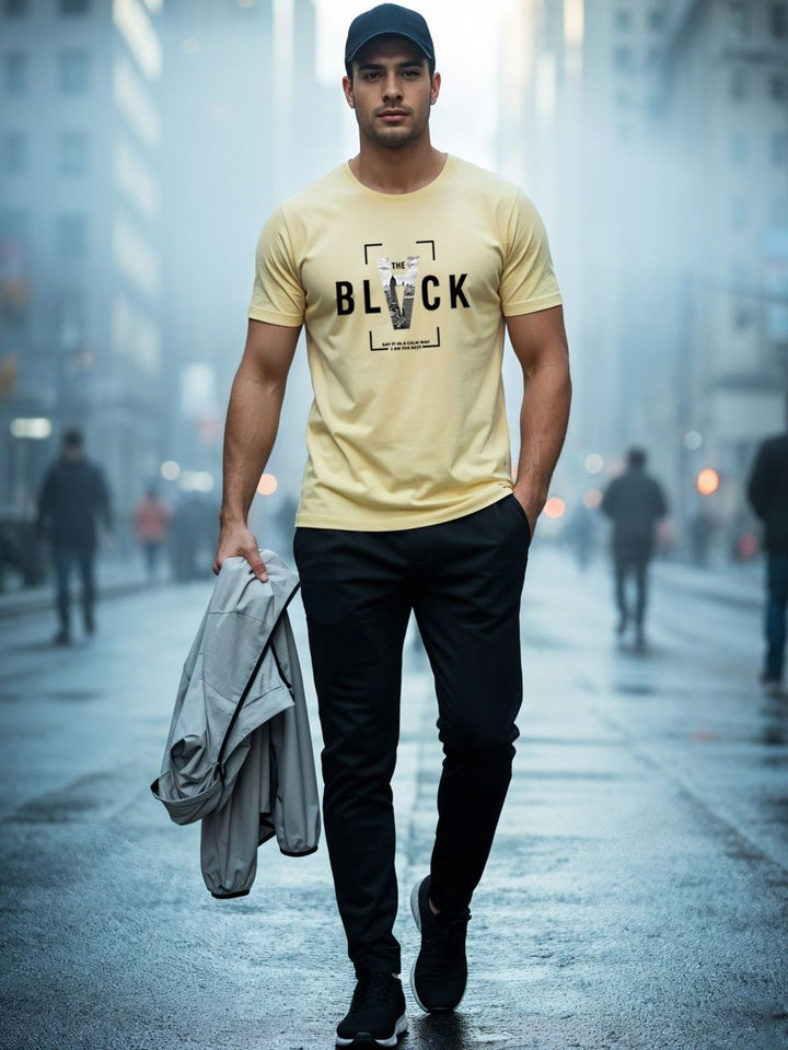 ADRO Typography Printed Short Sleeves Cotton Regular Fit T-shirt