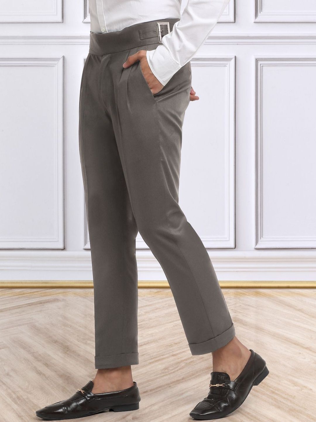 KLOTTHE Lelaki Slim Fit Seluar Pleated Mudah Dicuci