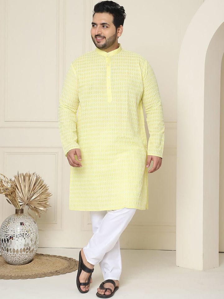 SOJANYA PLUS Ethnic Motifs Embroidered Mandarin Collar Straight Kurta with Pyjamas