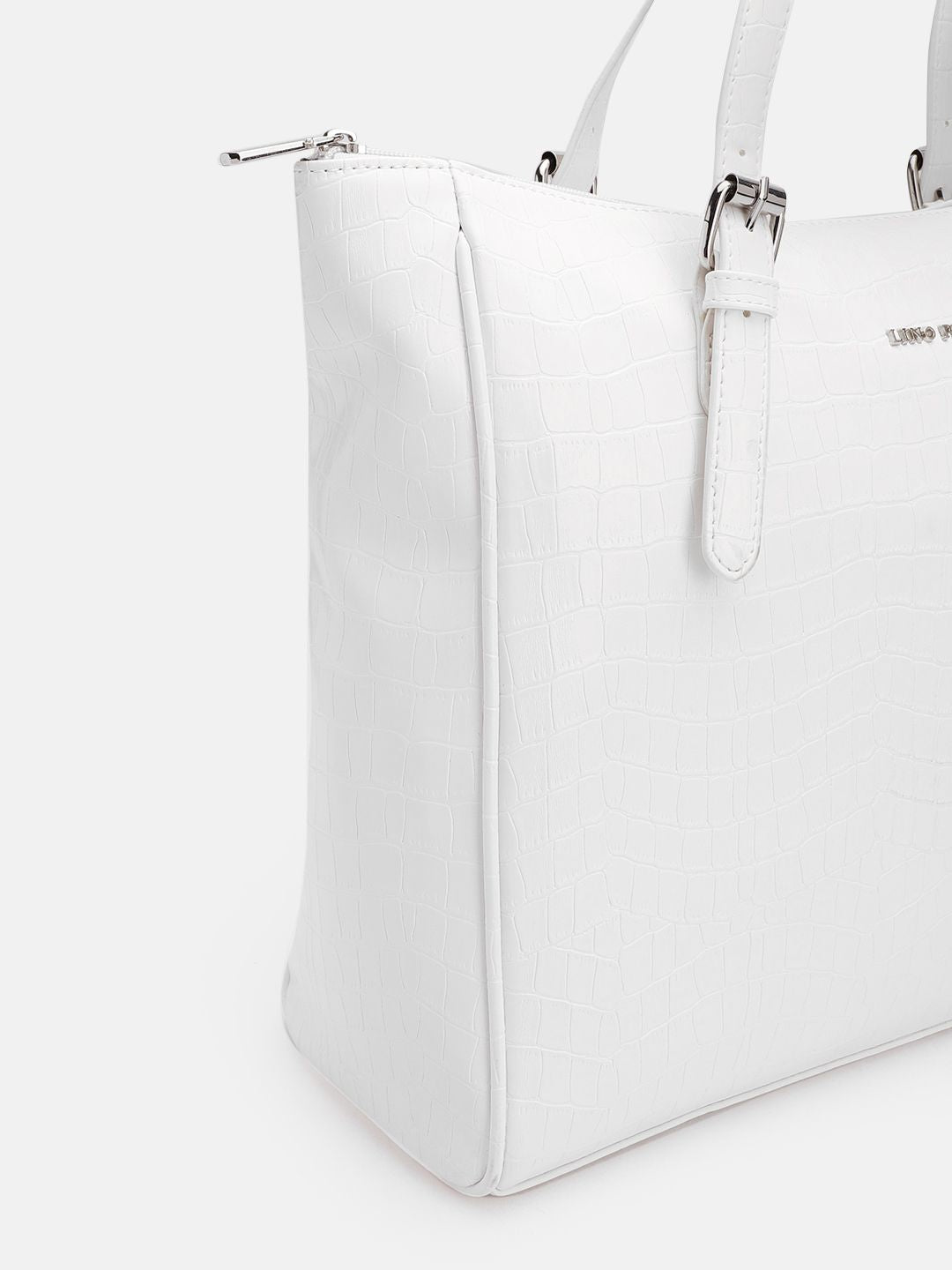 Lino Perros Croc Textured Structured Laptop Shoulder Bag