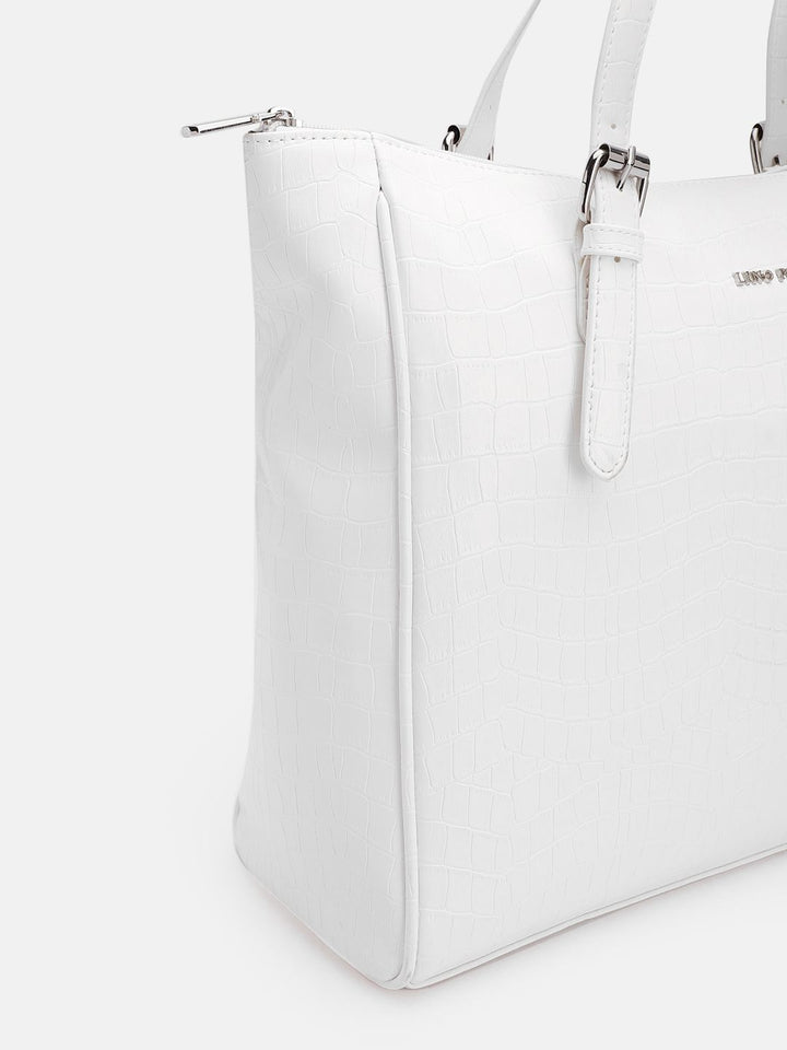 Lino Perros Croc Textured Structured Laptop Shoulder Bag