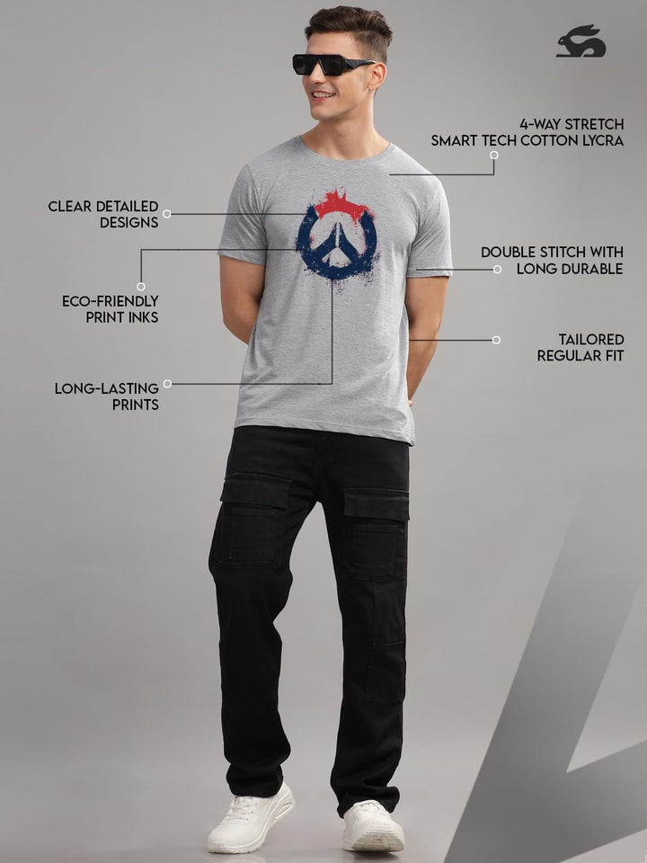 ADRO Men Grey Melange Tshirts