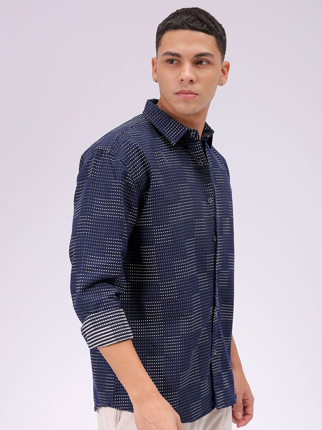 The Indian Garage Co Men Relaxed Fit Dobby Textured Resortwear Shirt